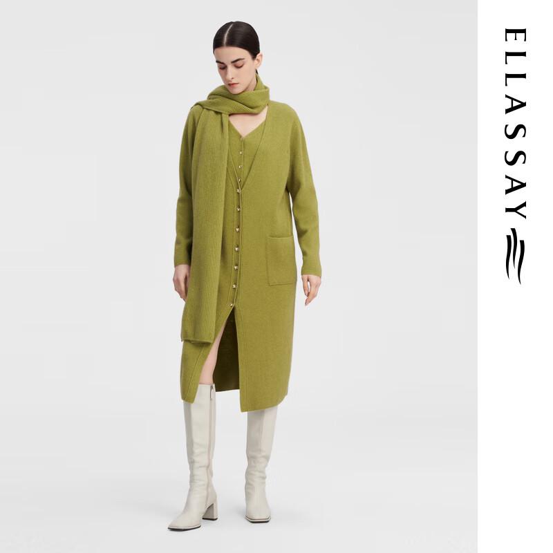 

ELLASSAY Women s Lambswool Fake Two-Piece Mid-Length Knit Sweater M