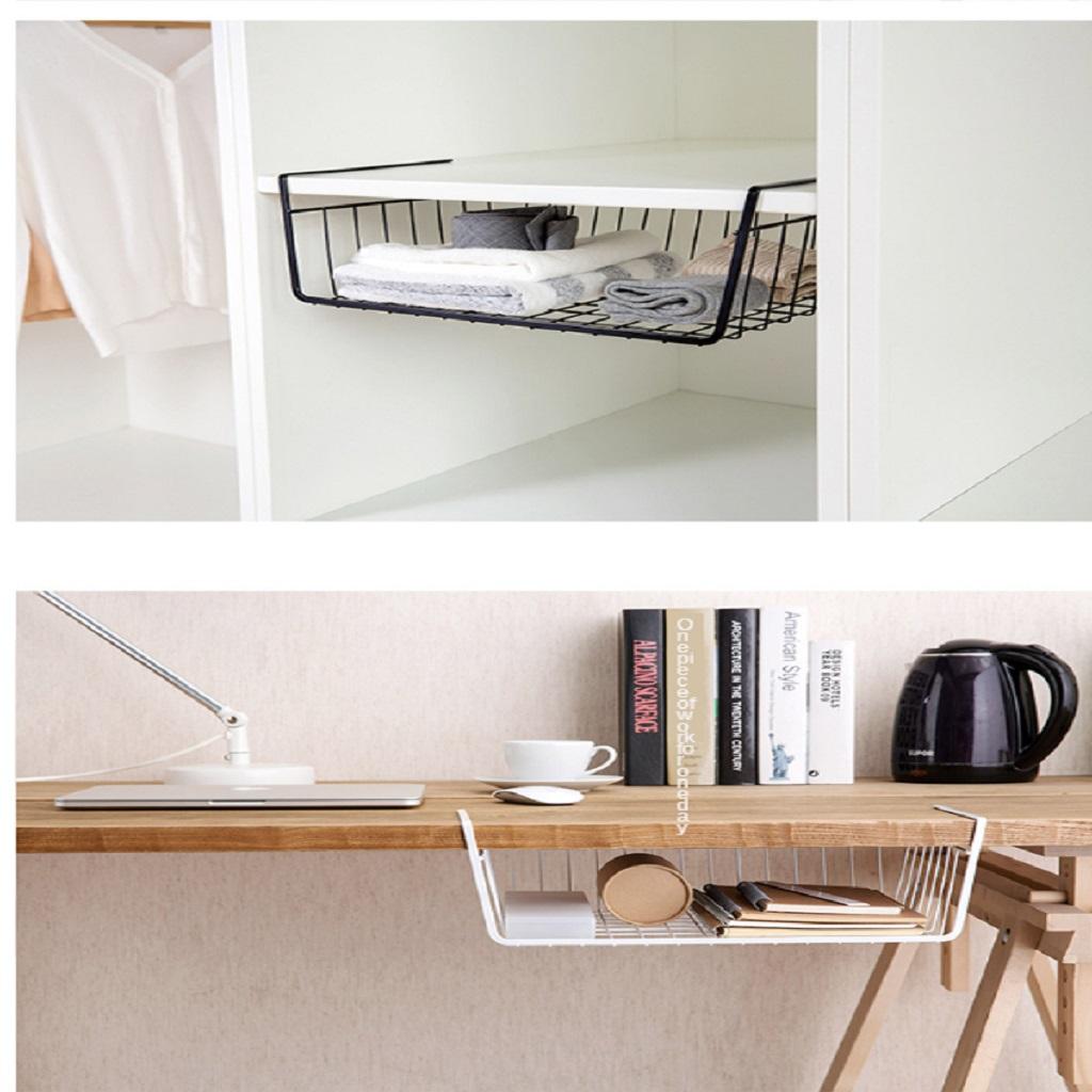 Kitchen Cabinet Partition Board Hanging Basket Storage Sorting Rack Black