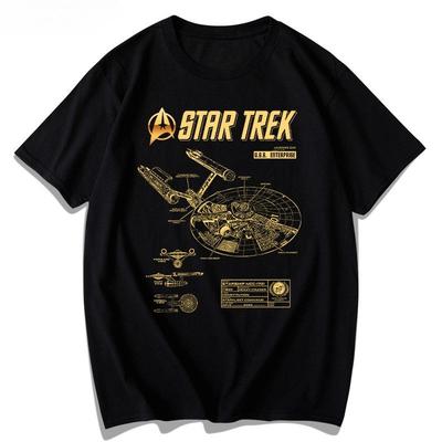 Star Trek: Hvězdná loď Enterprise prozkoumává Sci-fi film s krátkým rukávem z čisté bavlny s potiskem Pánské a dámské