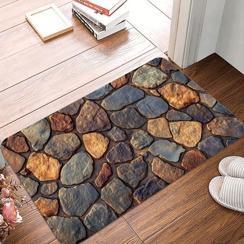 Steine und Bodenfliesen Druck Rutschfester Kleiner Teppich Wasserdicht Leicht zu Reinigen Fußmatte für Innen- und Außenbereich Langlebige Heimdekoration