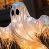 Autumn Yard Decor Halloween Swirling Ghost Pumpkin Lamp, Lighted Spooky Decorative Sculptures Statue, Warm LED Outdoor Decoration for Porch