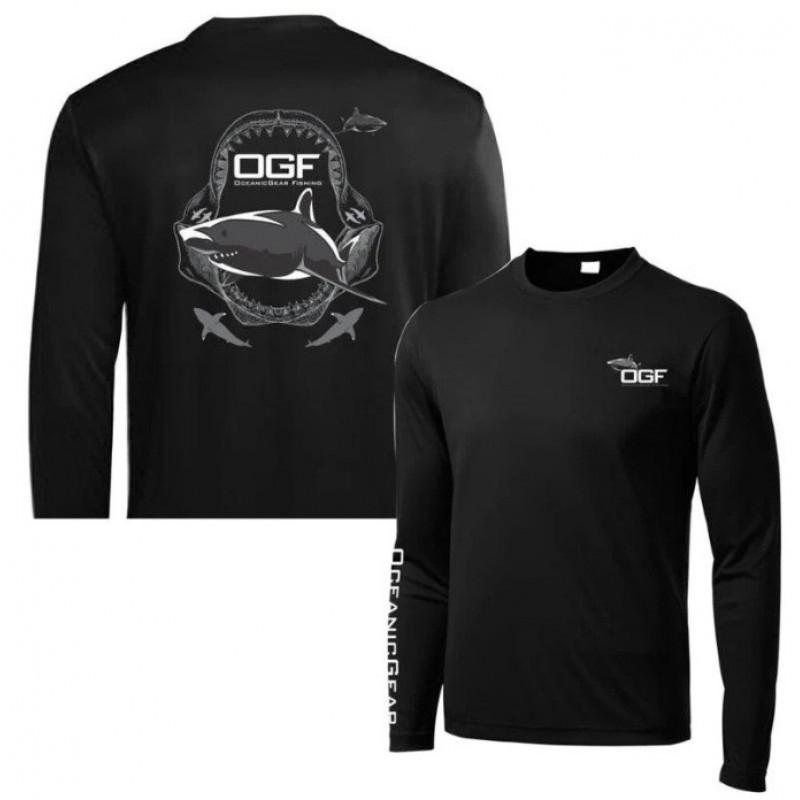 Mens Quick-Dry UV Protection Fishing T-Shirt Long Sleeve Round Neck Summer Outdoor Angling Sports