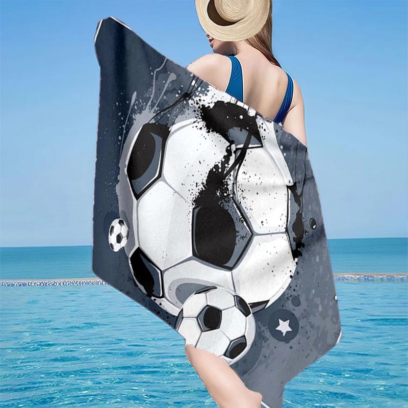 Soccer Ball Pattern Background Beach Towel, Super Soft Microfiber, Gift for Her/Him, Birthday, for Pool, Beach, Travel, Home Decor Fan Gifts