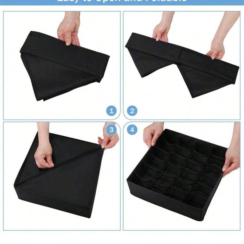 24Grids Fabric Foldable Storage Box for Sock, Underwear, Tie and Sock, Belt Storage Box Foldable Storage Box, Sock Underwear Organizer Dividers