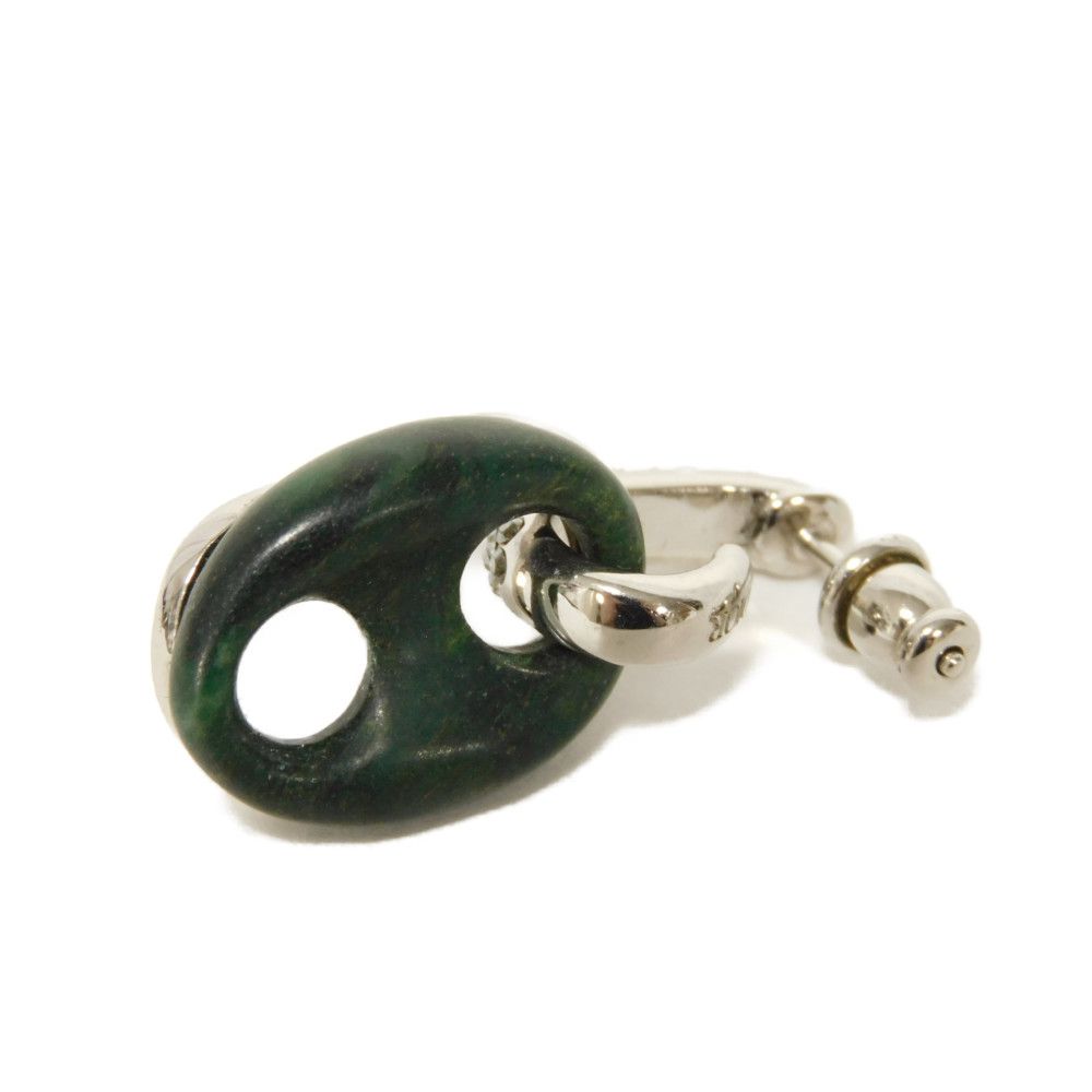 Used CD Icon Crystal Hoops 7983 Metal Silver Swing Jade Stone Rhinestone Women's 10656 from Japan AUTHENTIC