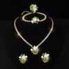 Full Diamond Necklace Earrings Ring Bracelet Four-piece Set Rhinestone Hollow Diamond Collar Bridal Set