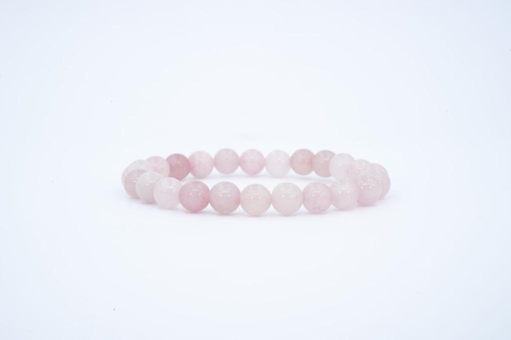 Zartes rosa Rosenquarz-Perlenarmband, Unisex-Edelsteinarmband, Elegantes Natur-Edelsteinarmband, Rosa Rosenquarz für den Alltag