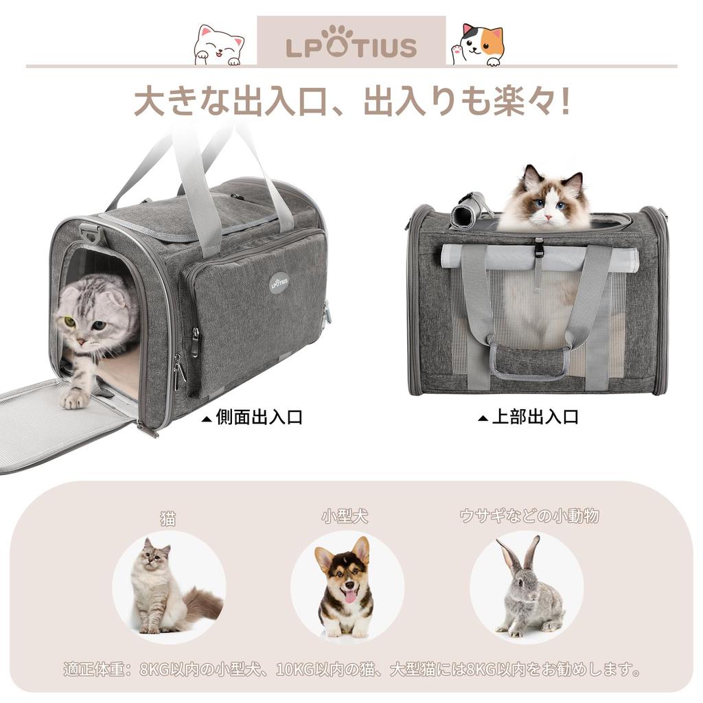 LPOTIUS Faltbare Haustiertransportbox Kleine Transportbox Katzen Hundetransportbox Kommt mit Leine, um zu verhindern, dass Haustiere herausspringen Haustiertransportbox Abnehmbar Ideal zum Reisen