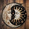 1PC Rustic Sun Moon Metal Wall Art, Round Tin Sign for Home Living Room, Unique Mothers Day Gift