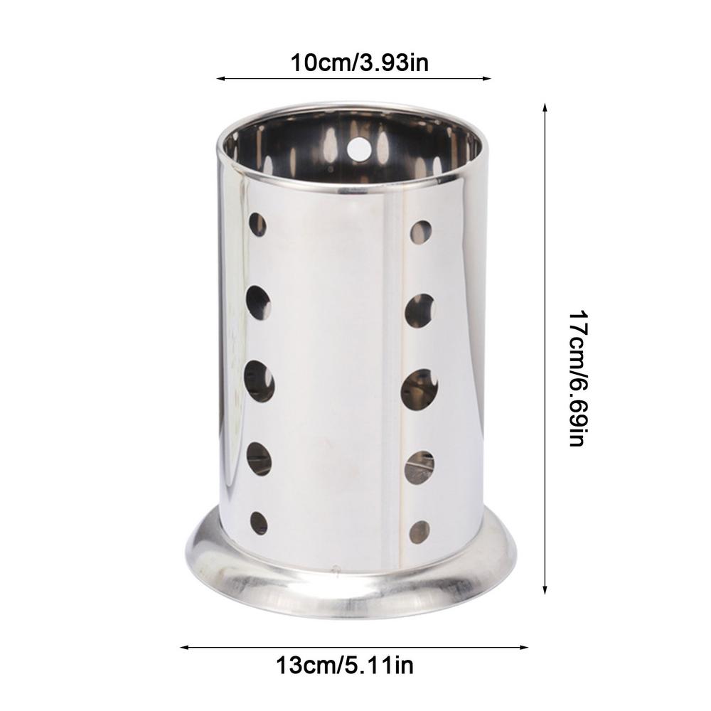 Tacâmuri din Oțel Inoxidabil Tub Rotund Tip Coș pentru Bețișoare, Lopată, Lingură, Găleată, Cuțit, Furculiță, Organizator Tacâmuri, Accesoriu de Depozitare pentru Bucătărie