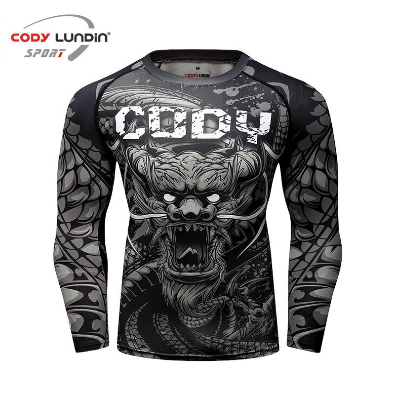 Men's Long Sleeve Elastic Compression Shirt - Anti-Abrasion Jiu-Jitsu Training Body Shaper