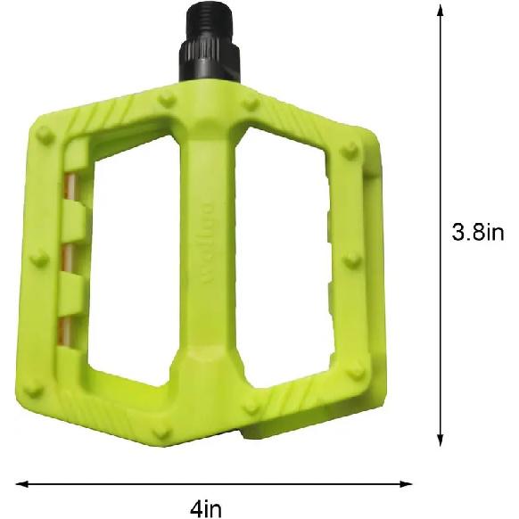 ZUKKA Mountain Bike Pedals 9/16" Non-Slip Plastic Road Bicycle Pedals 2DU Pedals for MTB Hybrid Bike Folding Bike (Yellow Green)
