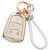 Gold-Rimmed Car Key Set with Diamond Ring Pendant Key Chain
