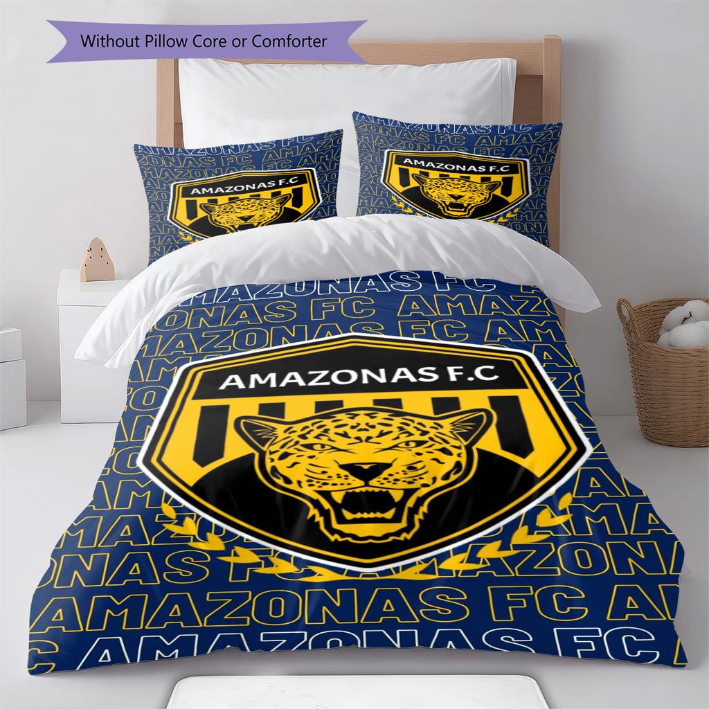 Amazonas FC Logo Muster Bettwäsche Set Bettbezug Kissenbezug Heimdeko Geschenk (1 Bettbezug + 2 Kissenbezüge, ohne Füllung)