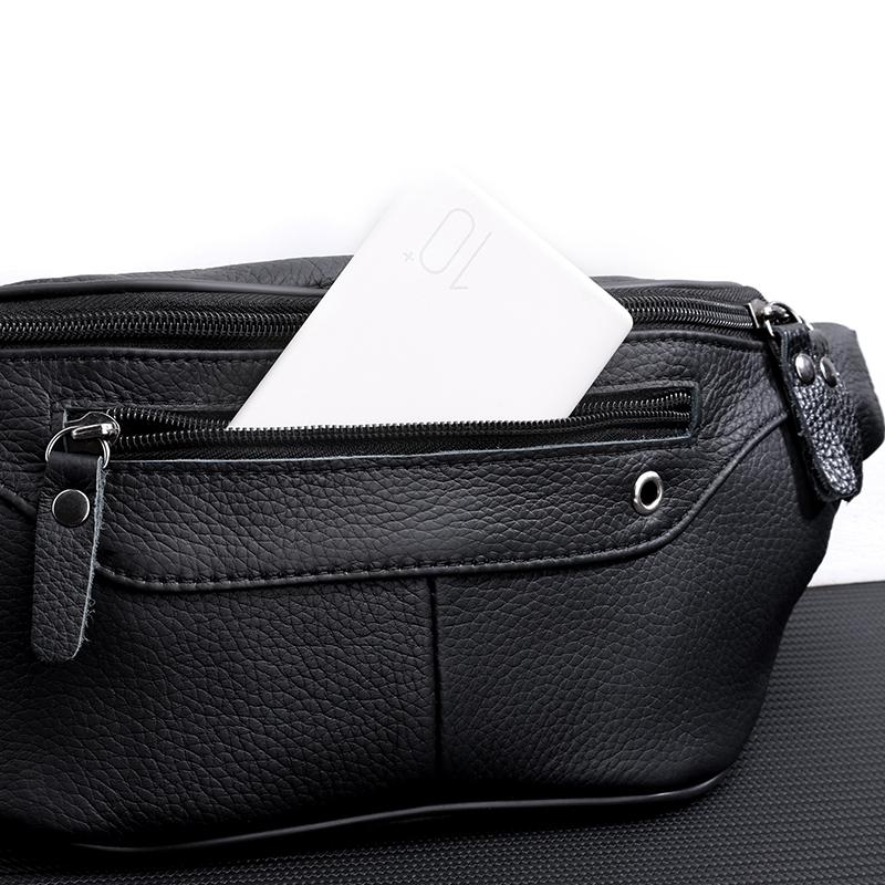 Leather Waist Bag for Men Casual Crossbody Fanny Pack with Adjustable Belt