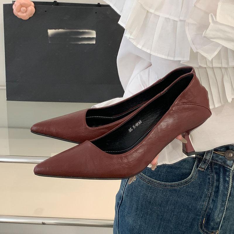 Fashion Fashion Pointed Toe Women 5CM Heels Pumps Shoes Casual Female Slip On Footwear Medium Heels Shoes For Ladies