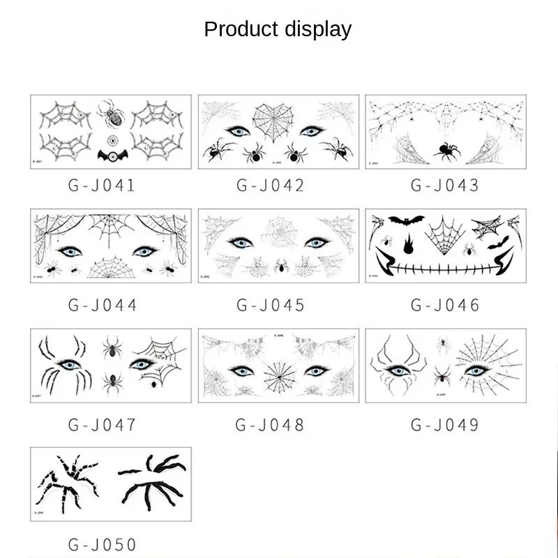 10-100PCS Halloween One Time Use Face Tattoo Stickers Black Spider Bat Design for Adults Kids Party Favor Costume Prop