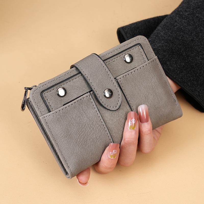 Kleine Portemonnee voor Dames, Compact Dubbelgevouwen Portemonnee voor Munten, Portemonnee met Meerdere Kaarthouders en ID-venster, Ritsvak, Korte Portemonnee voor Dames