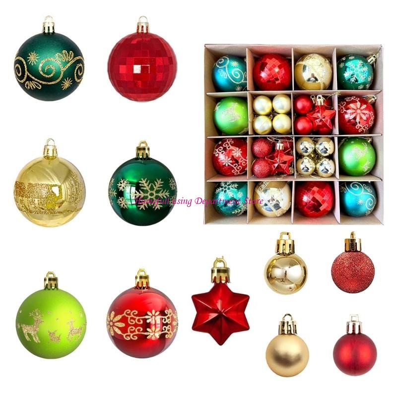 42pcs Delicate Holiday Sphere Baubles Set for Christmas Tree Hanging Decoration