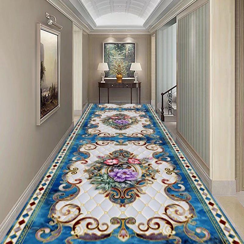 Retro European Long Corridor Carpet Runner Washable Strip Rug for Home Hotel Hallway Decor Villa Stairway Floor Mats