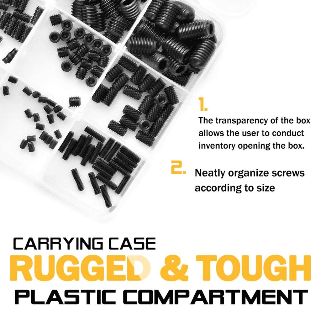 300 Stück Madenschrauben-Set Edelstahl Innensechskant Cup-Point Schrauben Sortimentskasten für Türgriffe Leuchte