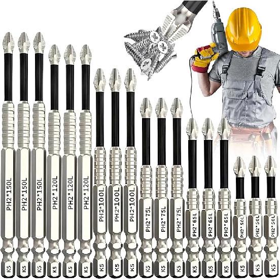 K5 Anti Slip Bit, K5 Impact Resistant Non Slip Bit, 2025 Upgraded Anti-Slip Screwdriver Bits Set, High Magnetic Screwdriver Drill Bits Set, 50 65 75