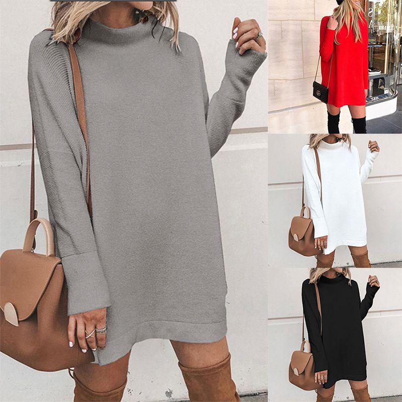 Ultra-soft Women Warm Knitted Long Sleeve Dress Perfect For Autumn And Winter
