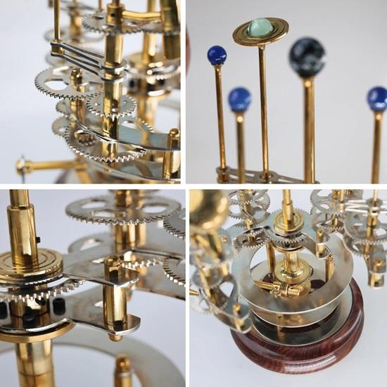 45.72 Cm Luxury Art Piece for Book Shelves Brass and Steel Orrery A Functional Model of the Solar System with Planets