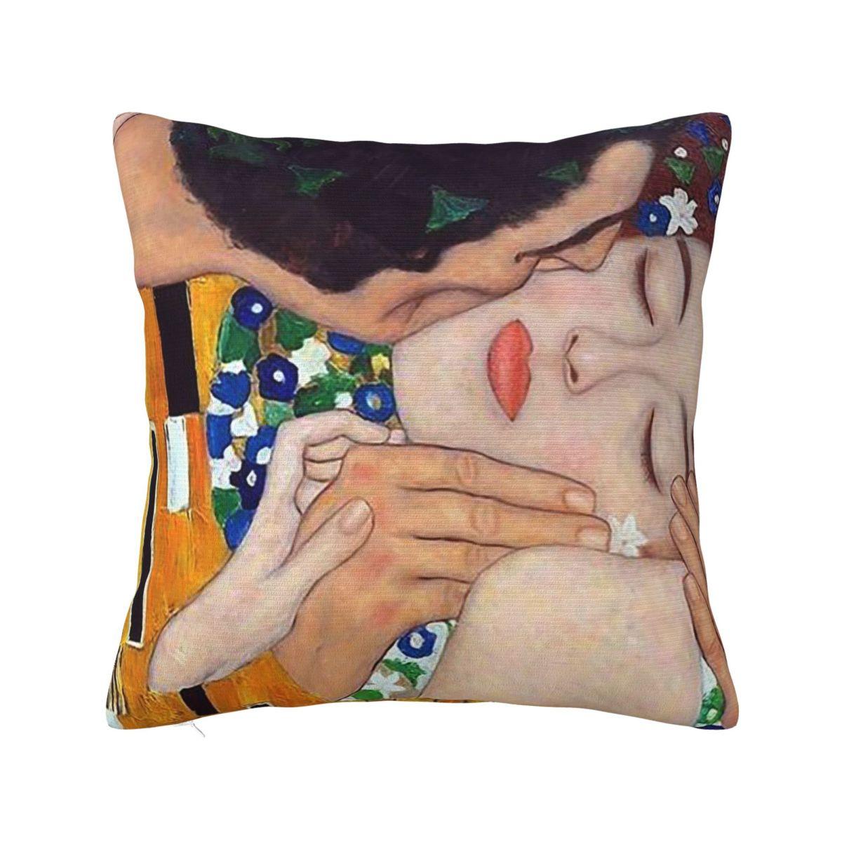 

The Kiss By Gustav Klimt Pillowcase Cushion Comfort Throw Pillow Sofa Decorative Cushions Used for Home Bedroom Living Room 22x22Inch