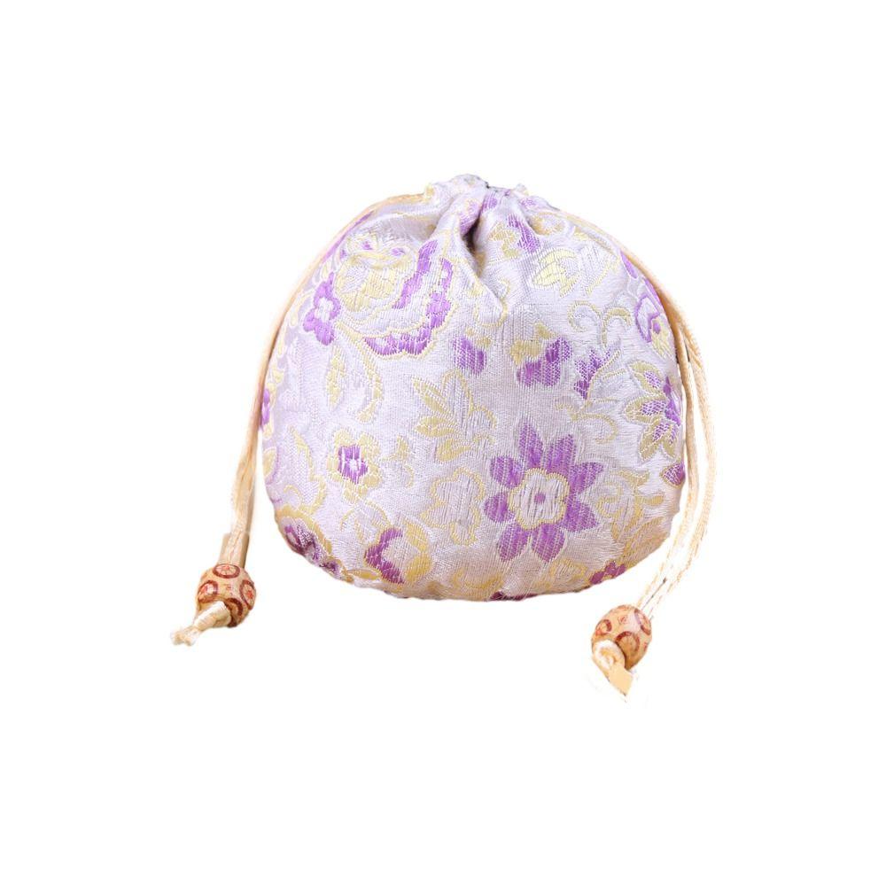 Chinese Style Embroidery Flower Drawstring Bag Jewelry Packing Bag Festive Sugar Bag  Daily