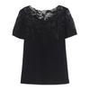Women's Summer Lace Embroidery Plus Size T-shirt Temperament Commuter Short Sleeve Top