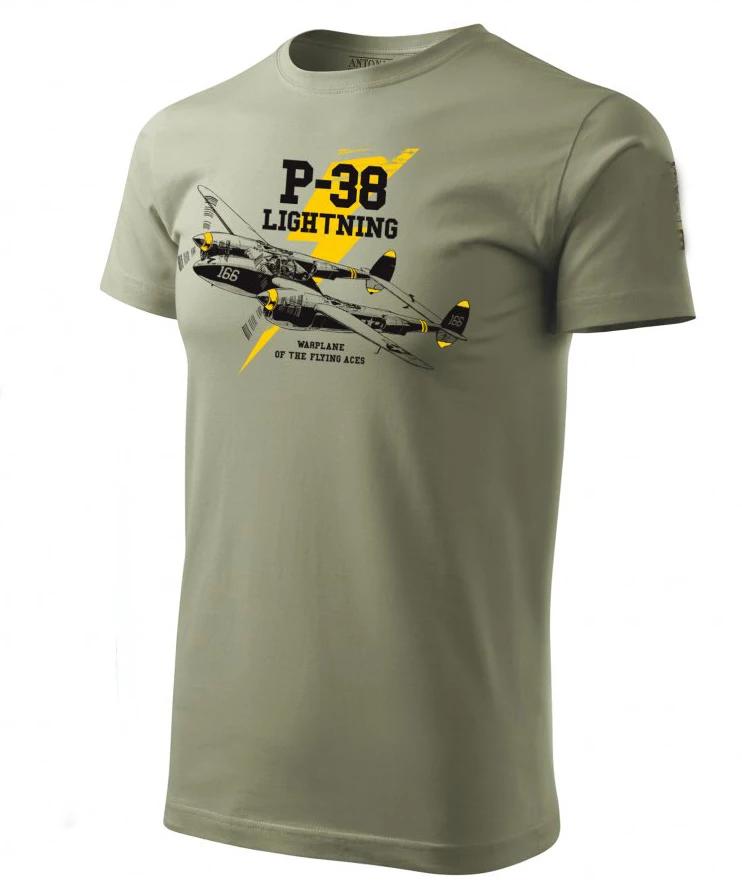 WWII US Air Force P38 Lightning Fighter Aircraft TShirt Summer Cotton Short Sleeve ONeck Mens T Shirt New S3XL S
