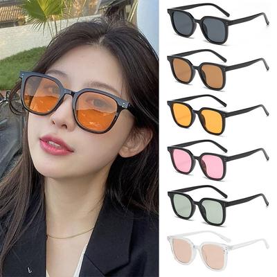 No Makeup Gradient Blush Sunglasses Square Decorative Eyewear Anti-Glare Shades  for Women & Men