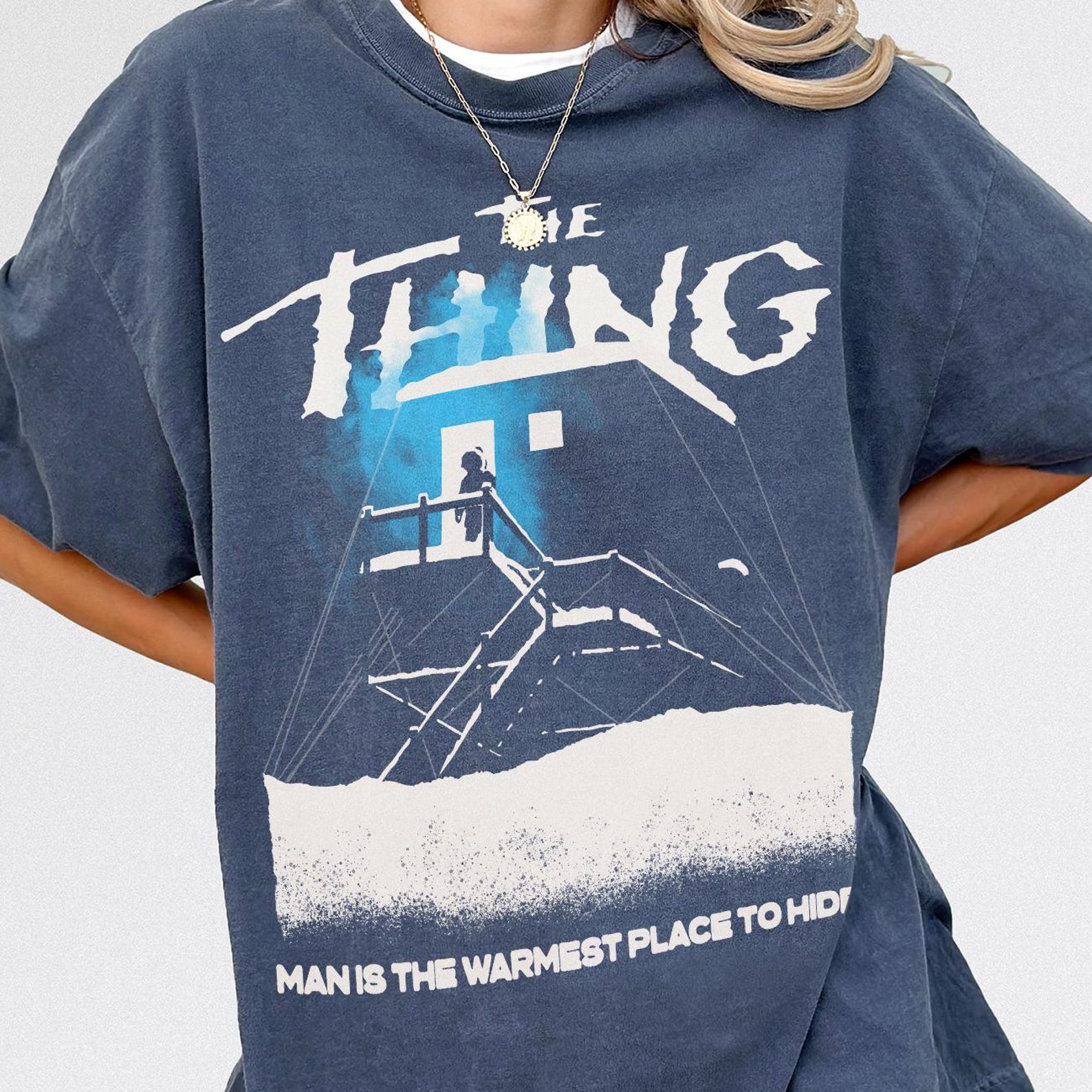 Thing Outpost 31 Graphic Tee, Retro 80s Sci-Fi Horror Movie T-Shirt 4XL