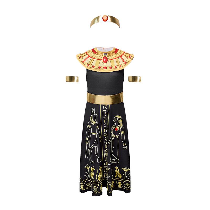 Halloween Egyptian Dress for Girls Ethnic Greek Cleopatra Kids Stage Cosplay Outfit