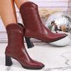 Pointed Toe Women Ankle Boots Thick Heel Women Modern Short Booties Fashion Elegant Soft Leather Shoes Fashion Outdoor Shoes