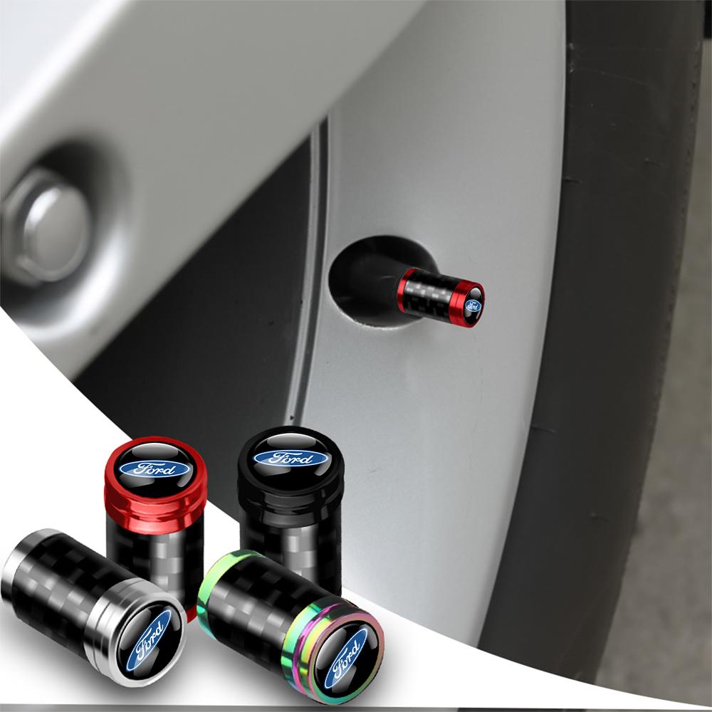 Carbon Fiber Car Wheel Tire Valve Cap Tyre Rim Stem Cover Accessories For Ford Ranger S-Max Focus Galaxy Mondeo Transit Tourneo