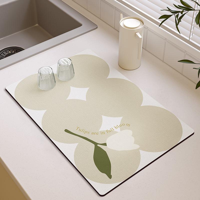 Small Fresh Kitchen Countertop Mat Dirt Resistant Heat-resistant Heat-insulating Pad Water Absorbing Quick Drying Anti Slip Pad