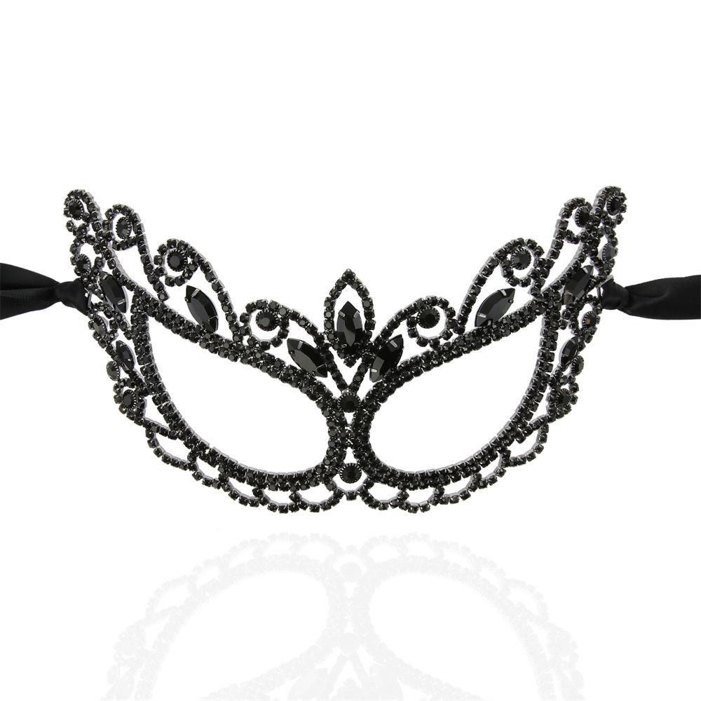 Popular European And American Creative Gift Mask Handmade Black Rhinestone Sexy Mask Eye Mask Accessories