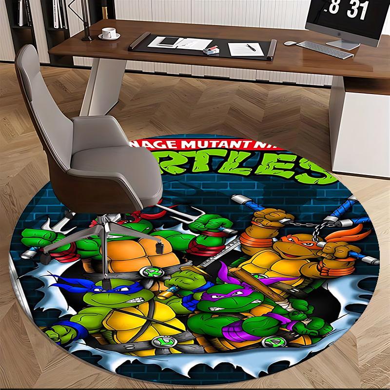 Teenage Mutant Ninja Turtles,TMNT Chair Mat Round Rug Office Carpet, Machine Washable, Non Slip, Suitable for Living Rooms, Bedrooms