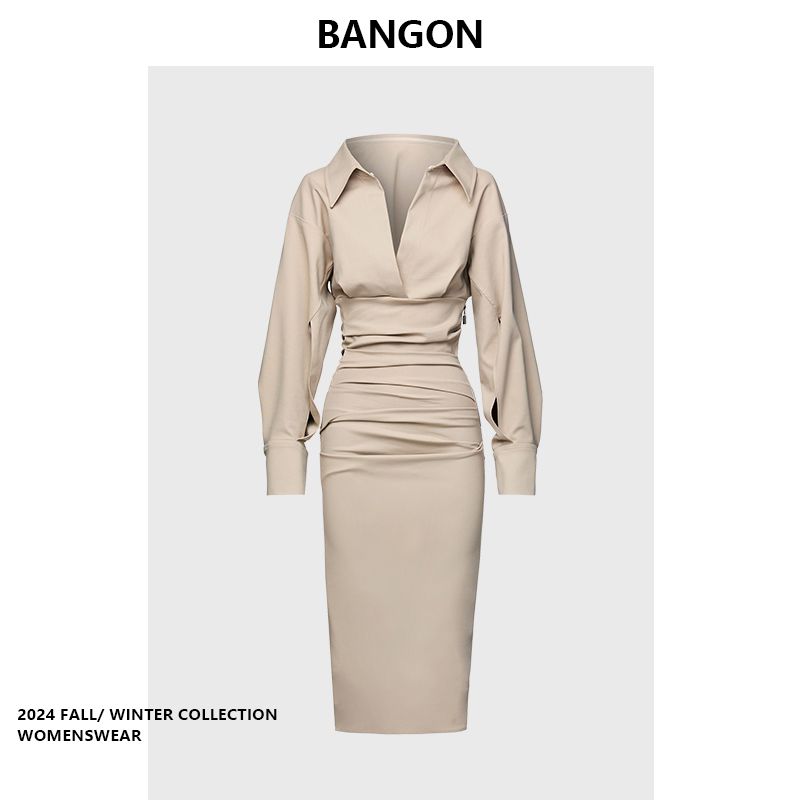 

Bangon French Style Silm Dress Temperament Goddess Style 2025 New Arrival Slimming Sense of Design Niche Style Skirt Image color S