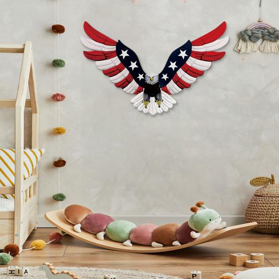 Patriotic American Flag Star Wall Sign 4th of July Independence Day Wooden Wall Door Hanger for Home Office Living Room