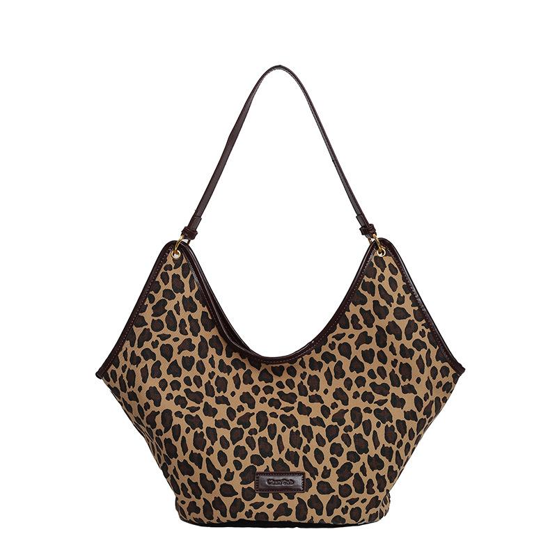 Wind Canvas Tragetasche große Kapazität Leopardenmuster Cord Schultertasche vielseitige Einkaufstasche Tasche
