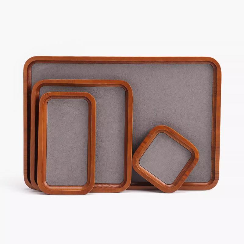 Classic Solid Wood Decorative Jewelry Trays Beaded Bracelet Necklace Ring Jewelry Display Plates Storage and Viewing Tray