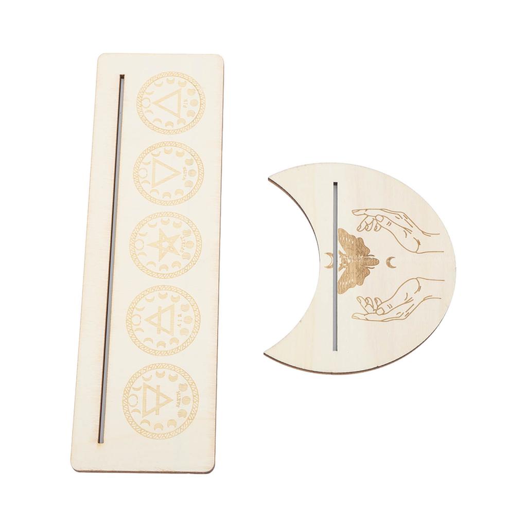 2 Sztuki Drewniany Stojak Uchwyt na Karty Tarota Stabilny Kształt Księżyca i Prostokątny Drewniany Ekspozytor na Karty Tarota