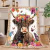 Highland Cow Pattern Decorative Throw Blanket for Sofa, Bed, Home Decor, Living Room, Office, Travel, and Gift