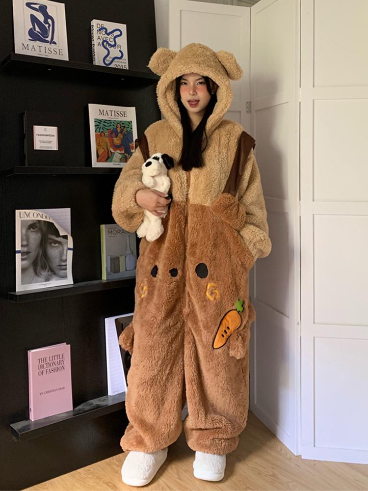 

Женская милая мультяшная пижама-комбинезон из кораллового флиса и плюшевый халат - Коллекция Осень/Зима 2025 M