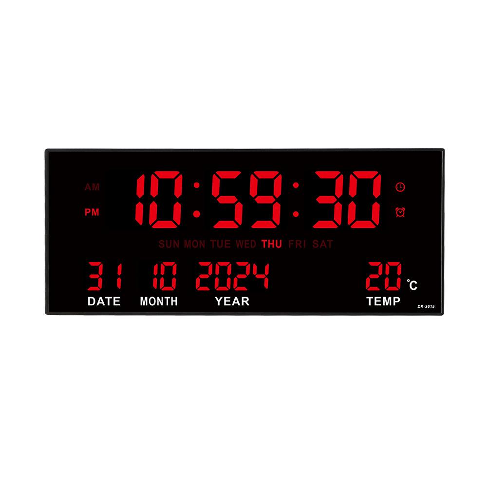 Classic LED Plug-in Wall Clock, Multifunctional Smart Electronic Calendar Clock for Living Room, 3615