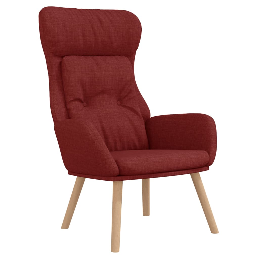 Recliner Chair with Ottoman Wine Red Fabric