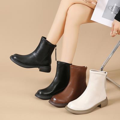 French Style Women Short Boots  New Fleece-lined Soft Sole Goth Shoes for Women Versatile Trendy Autumn/winter Boots Women